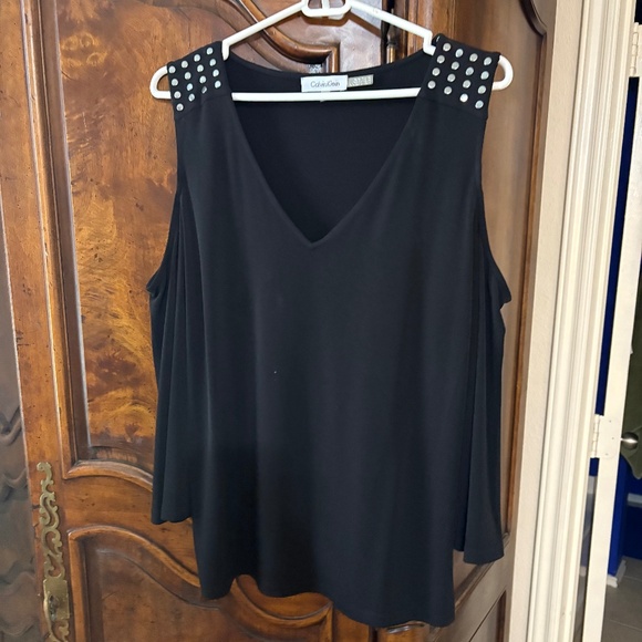 Black Calvin Klein “cold shoulder” blouse - Picture 1 of 3